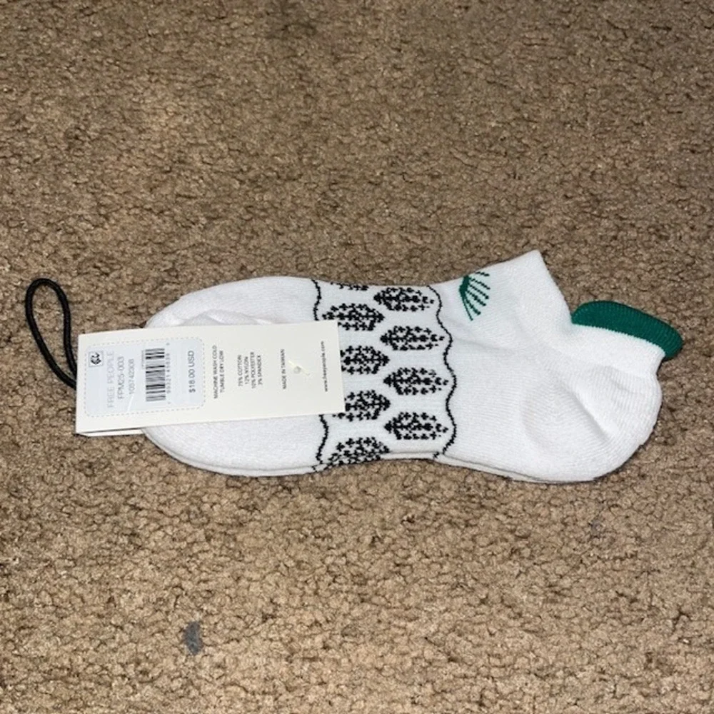 FP Movement Ankle Sock Patterned Knit White Green One Size